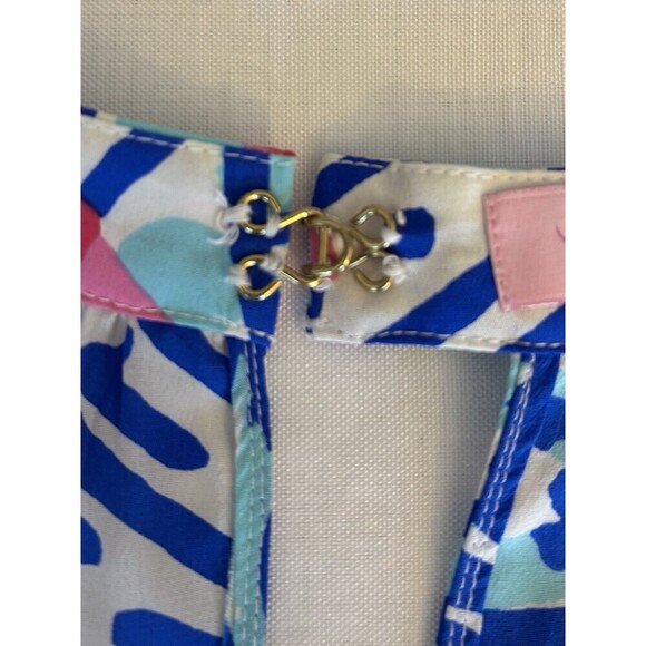 LILLY PULITZER Rogan She Sells Shells Silk Halter Top Women XS Stud Beach Resort - Picture 7 of 11